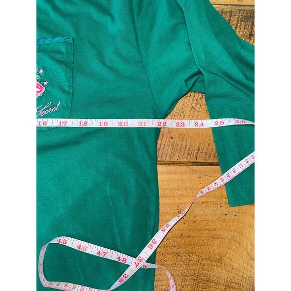 Womens Victorias‎ Secret Green VIntage Gold Tag 90s Floral Cotton Nightgown PS - Picture 8 of 8